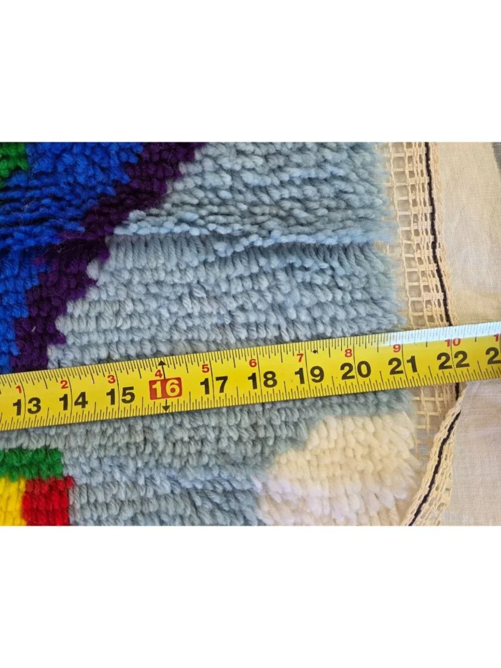 Vtg Latch Hook Rug Hot Air Balloon Handmade Craft WonderArt Unfinished Edge - Picture 6 of 7